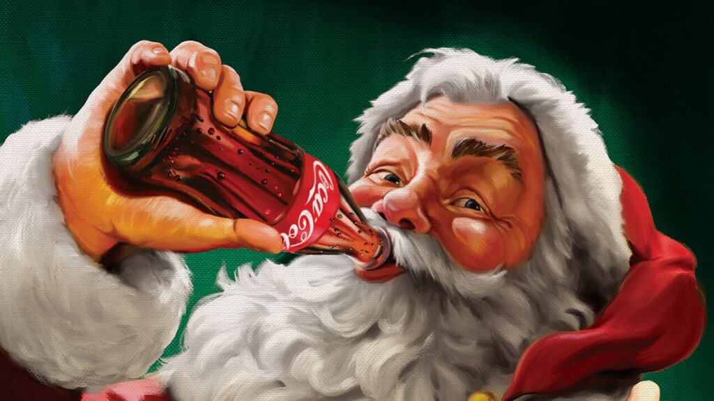 Papai Noel bebendo Coca Cola